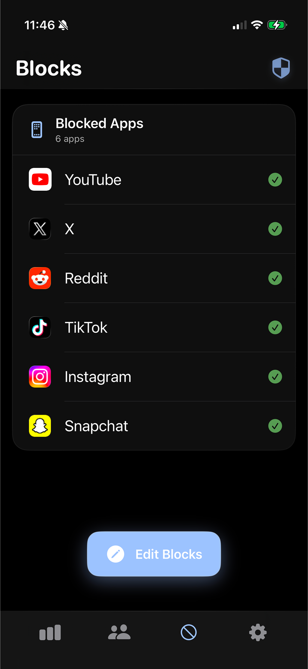 Blocking apps screenshot